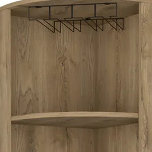 HomeRoots 18" Natural Corner Bar Cabinet - Stylish, Space-Saving Storage with 11 Shelves for Any Room Decor 488499
