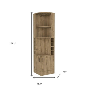 HomeRoots 18" Natural Corner Bar Cabinet - Stylish, Space-Saving Storage with 11 Shelves for Any Room Decor 488499