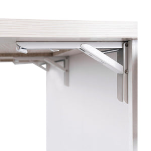 English Elm K&K Kitchen Island with Tilt-Out Trash Can, Drop Leaf Counter, Adjustable Shelf, Rolling Cart Ameican White Oak WF326381AAW