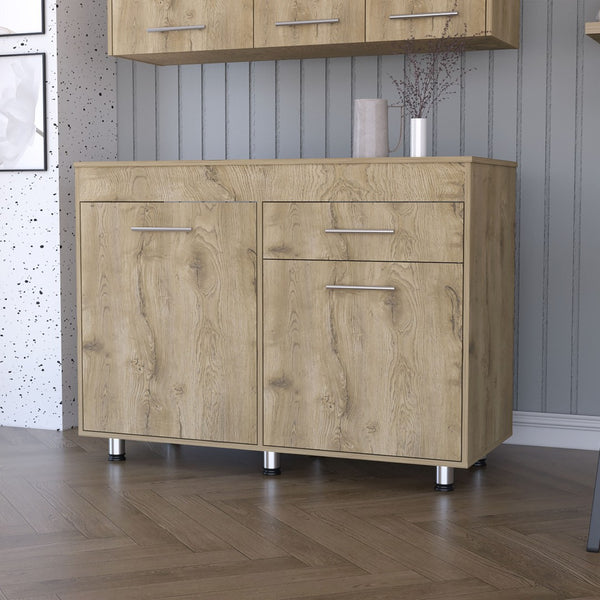 HomeRoots 47" Contemporary Console Accent Cabinet - Stylish Storage with Three Shelves & One Drawer! 488501