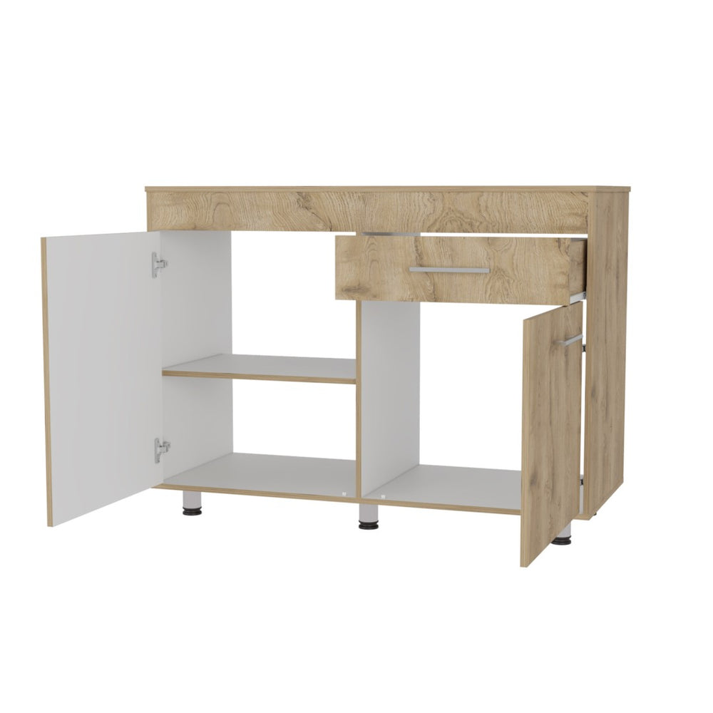 HomeRoots 47" Contemporary Console Accent Cabinet - Stylish Storage with Three Shelves & One Drawer! 488501