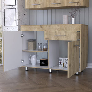 HomeRoots 47" Contemporary Console Accent Cabinet - Stylish Storage with Three Shelves & One Drawer! 488501
