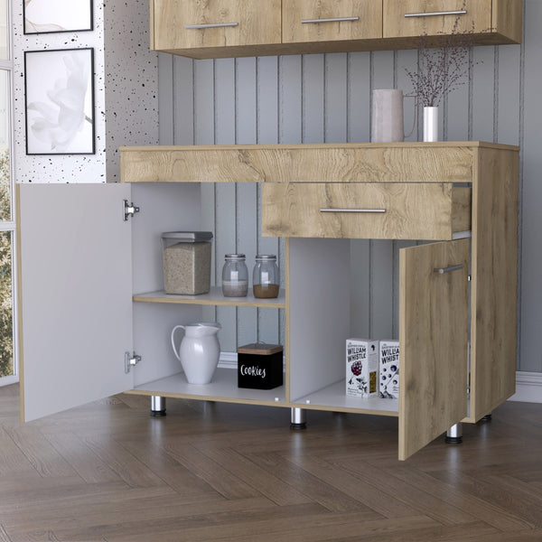 HomeRoots 47" Contemporary Console Accent Cabinet - Stylish Storage with Three Shelves & One Drawer! 488501