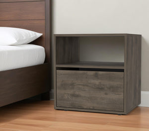 Homeroots 20" Dark Brown Faux Wood Nightstand With Storage   488505