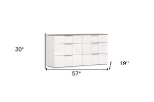 Homeroots 57" White Six Drawer Double Dresser  Manufactured Wood 488506