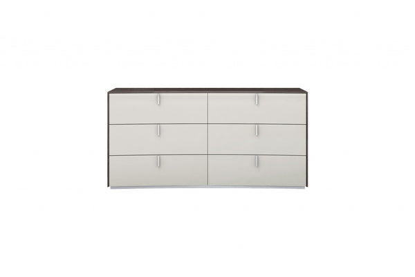 Homeroots 62" Gray Six Drawer Double Dresser  Manufactured Wood 488509