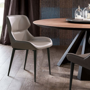 Homeroots Gray And Black Upholstered Faux Leather Dining Side Chair  Metal 488510