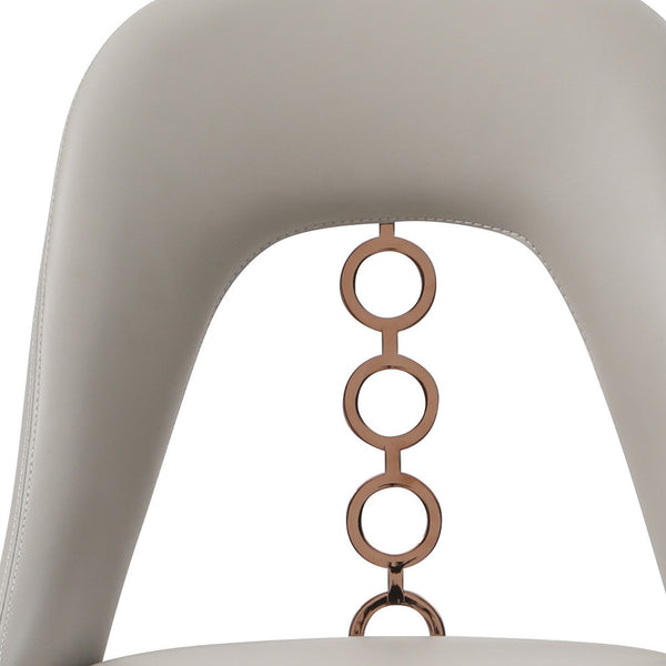 Homeroots Set Of Two Light Gray Faux Leather Dining Side Chairs With Rose Gold Accents  Metal 488512