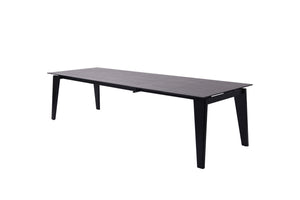 Homeroots 71" Gray And Black Ceramic And Solid Wood Drop Leaf Dining Table   488515