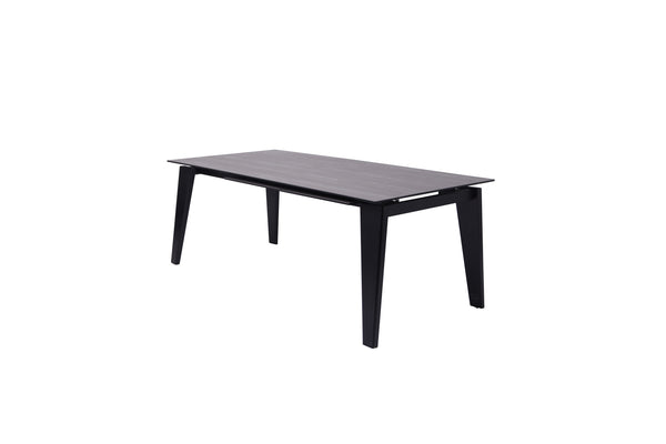Homeroots 71" Gray And Black Ceramic And Solid Wood Drop Leaf Dining Table   488515