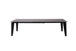 Homeroots 71" Gray And Black Ceramic And Solid Wood Drop Leaf Dining Table   488515