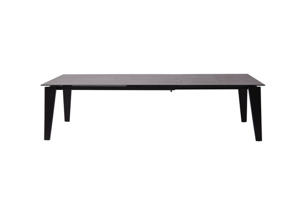 Homeroots 71" Gray And Black Ceramic And Solid Wood Drop Leaf Dining Table   488515