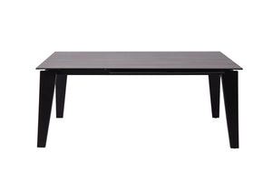 Homeroots 71" Gray And Black Ceramic And Solid Wood Drop Leaf Dining Table   488515