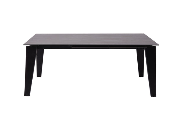 Homeroots 71" Gray And Black Ceramic And Solid Wood Drop Leaf Dining Table   488515
