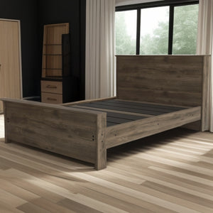 Homeroots Dark Brown Wood Full Bed Frame  Manufactured Wood 488519