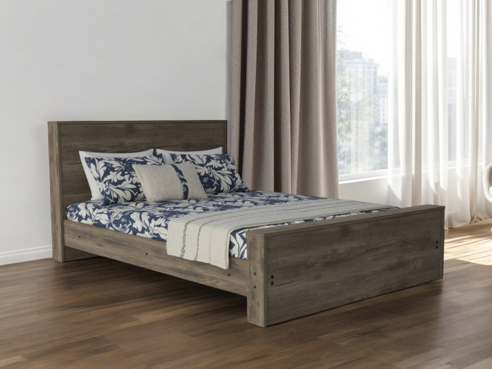 HomeRoots Dark Brown Wood Full Bed Frame - Stylish Low-Profile Platform for Restful Sleep & Timeless Design 488519