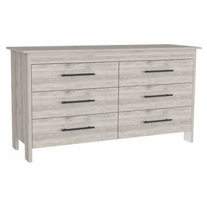 Homeroots 32" Light Gray Six Drawer Double Dresser  Manufactured Wood 488520