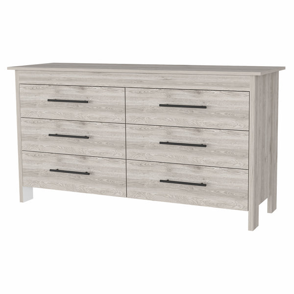 Homeroots 32" Light Gray Six Drawer Double Dresser  Manufactured Wood 488520
