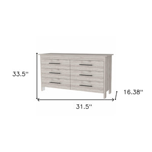 Homeroots 32" Light Gray Six Drawer Double Dresser  Manufactured Wood 488520