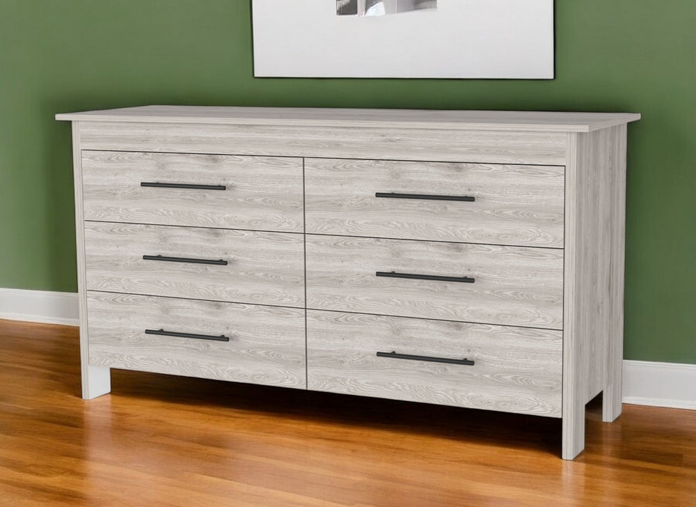 Homeroots 32" Light Gray Six Drawer Double Dresser  Manufactured Wood 488520
