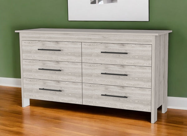 Homeroots 32" Light Gray Six Drawer Double Dresser  Manufactured Wood 488520