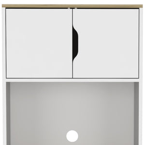 Homeroots 67" Light Oak And White Pantry Cabinet With Two Shelves  Manufactured Wood 488521