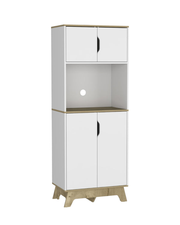 Homeroots 67" Light Oak And White Pantry Cabinet With Two Shelves  Manufactured Wood 488521