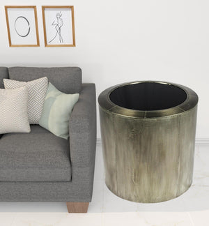 Homeroots 24" Silver And Black Glass And Metal Round End Table   488522