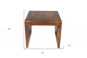 HomeRoots 24" Industrial Aviator Style Copper and Wood End Table - Stylish Accent for Living Room & Office 488523