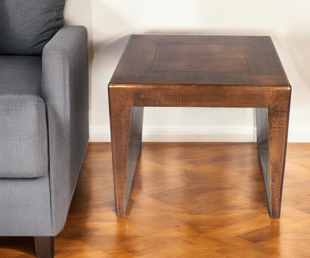 HomeRoots 24" Industrial Aviator Style Copper and Wood End Table - Stylish Accent for Living Room & Office 488523