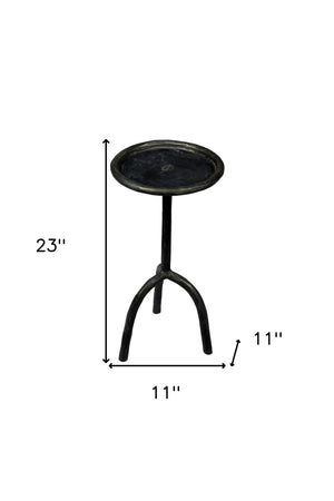 HomeRoots 23" Black Iron Pedestal End Table - Stylish, Durable Accent for Any Space, Perfect for Modern Decor! 488524