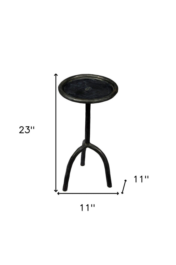 HomeRoots 23" Black Iron Pedestal End Table - Stylish, Durable Accent for Any Space, Perfect for Modern Decor! 488524