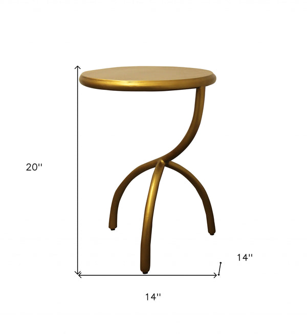 Homeroots 20" Antique Brass Iron Round End Table   488525