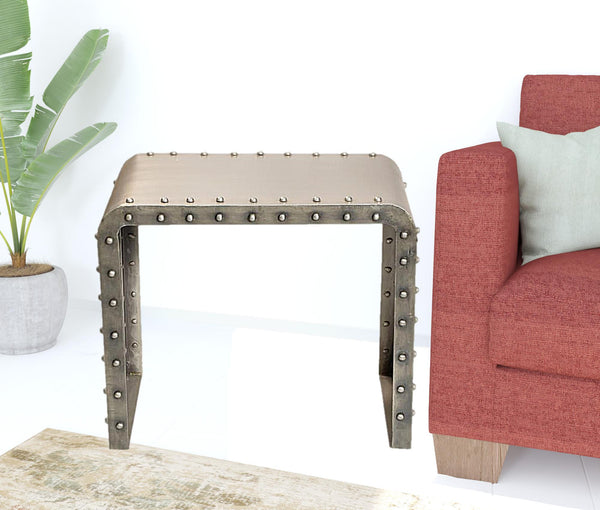 Homeroots 20" Gold Metal Rectangular End Table   488527