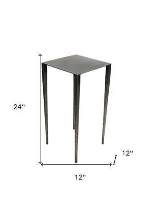 HomeRoots 24" Modern Nickel Iron Square End Table - Stylish Accent for Small Spaces, Versatile & Durable Design 488528