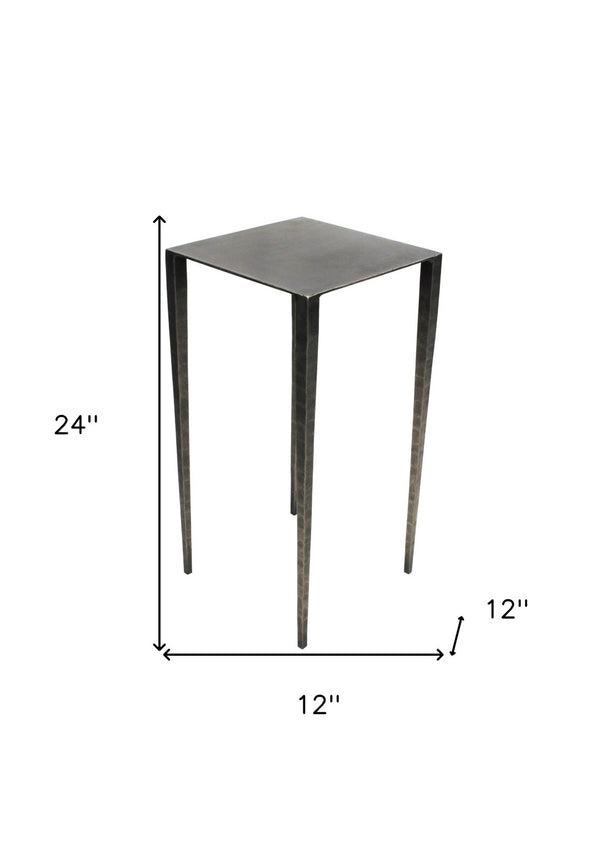 HomeRoots 24" Modern Nickel Iron Square End Table - Stylish Accent for Small Spaces, Versatile & Durable Design 488528