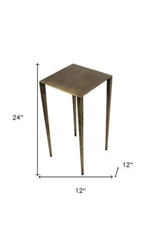 HomeRoots 24" Brass Iron Square End Table - Chic Compact Accent for Modern Living Rooms, Bedrooms & Offices 488529