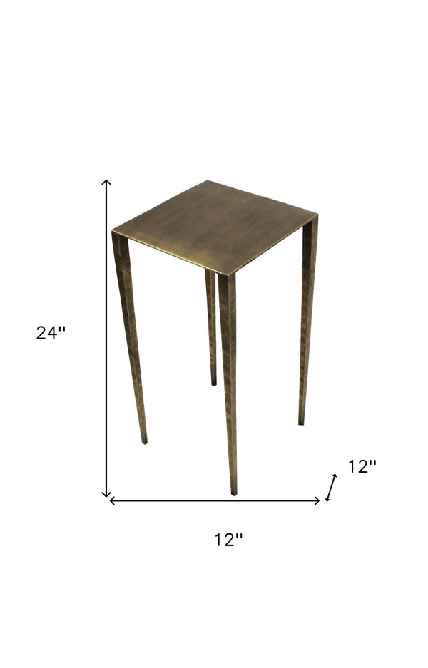 HomeRoots 24" Brass Iron Square End Table - Chic Compact Accent for Modern Living Rooms, Bedrooms & Offices 488529