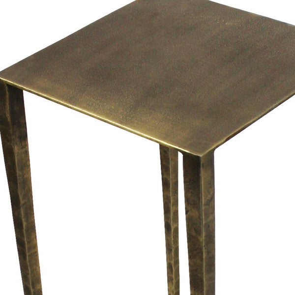 HomeRoots 24" Brass Iron Square End Table - Chic Compact Accent for Modern Living Rooms, Bedrooms & Offices 488529