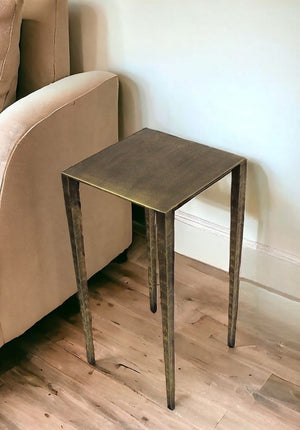 HomeRoots 24" Brass Iron Square End Table - Chic Compact Accent for Modern Living Rooms, Bedrooms & Offices 488529