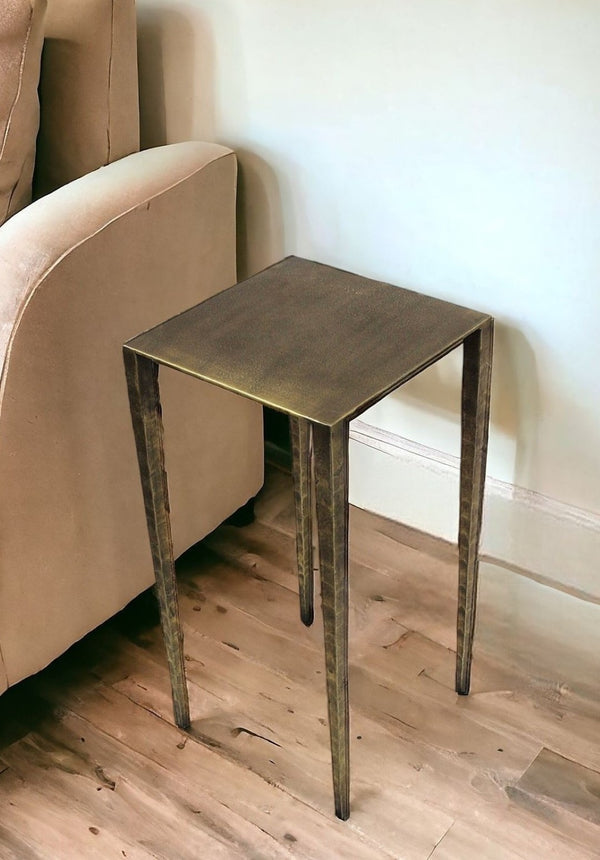 HomeRoots 24" Brass Iron Square End Table - Chic Compact Accent for Modern Living Rooms, Bedrooms & Offices 488529
