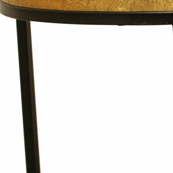Homeroots Set Of Three 19" Black And Brass Round Nested Tables   488531