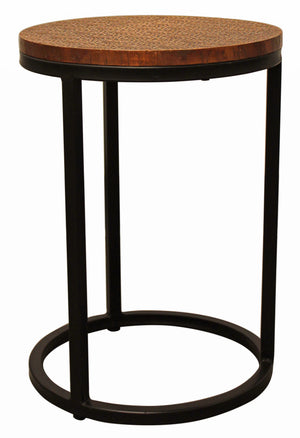Homeroots Set Of Three 19" Black And Copper Round Nested Tables   488532