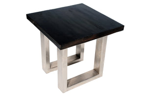 HomeRoots 24" Solid Wood and Iron Square End Table – Rustic Antique Brown Accent for Modern Living Spaces 488534