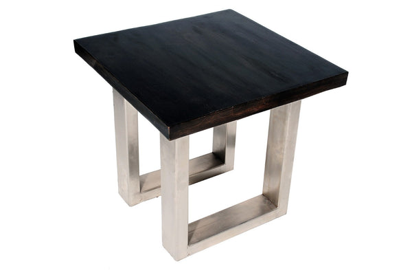 HomeRoots 24" Solid Wood and Iron Square End Table – Rustic Antique Brown Accent for Modern Living Spaces 488534