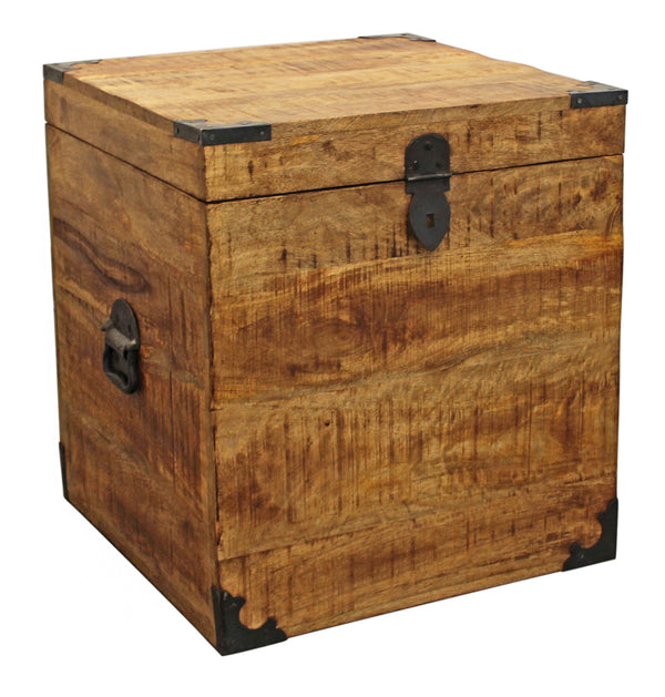 Homeroots 20" Natural Brown Solid Wood Square End Table   488537