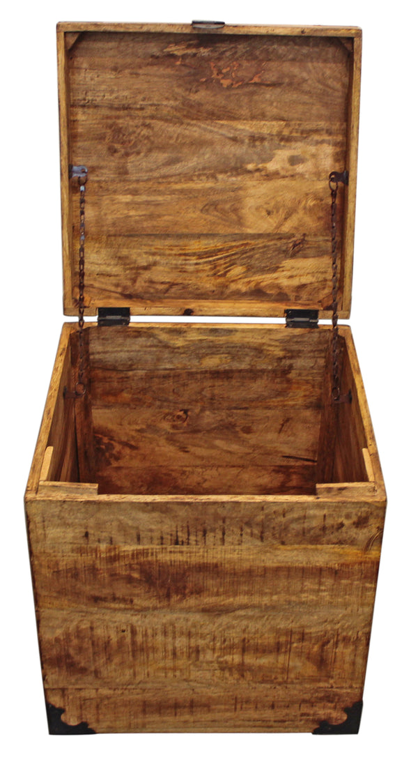 Homeroots 20" Natural Brown Solid Wood Square End Table   488537