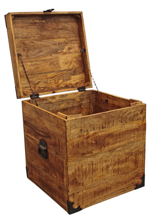 Homeroots 20" Natural Brown Solid Wood Square End Table   488537