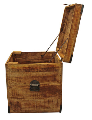 Homeroots 20" Natural Brown Solid Wood Square End Table   488537