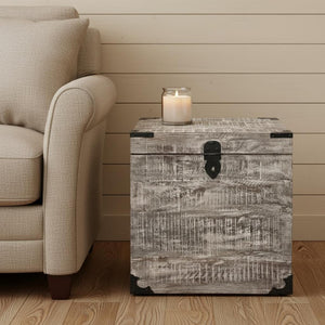 HomeRoots 20" Rustic Gray Solid Wood Square End Table - Versatile Accent for Living Room, Bedroom & More 488538